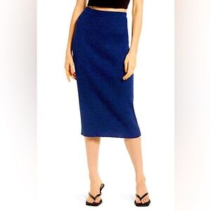 NWT Sparkle Ribbed Sweater Skirt In Navy Size L